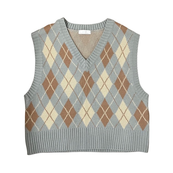 OAK + FORT Sweaters - Oak + Fort Argyle V-Neck Sweater Vest